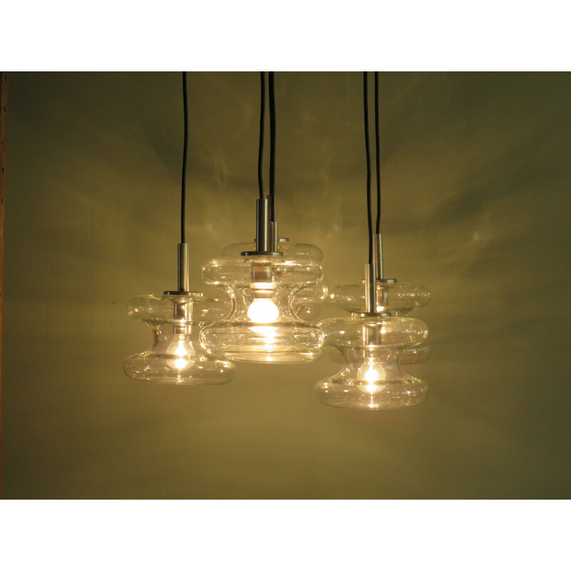 Vintage Cascade chandelier, Doria Leuchten Germany 1960s.