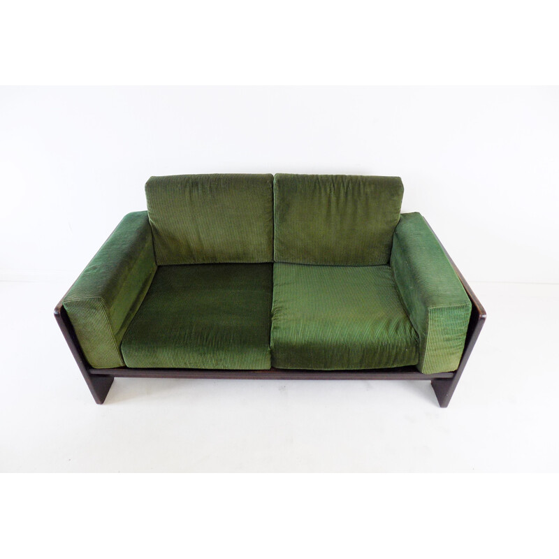 Canapé vintage en velours côtelé vert 1960