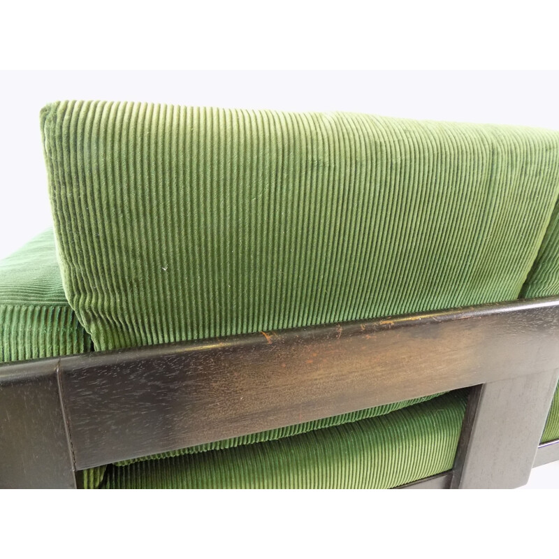 Vintage sofa green corduroy  1960s