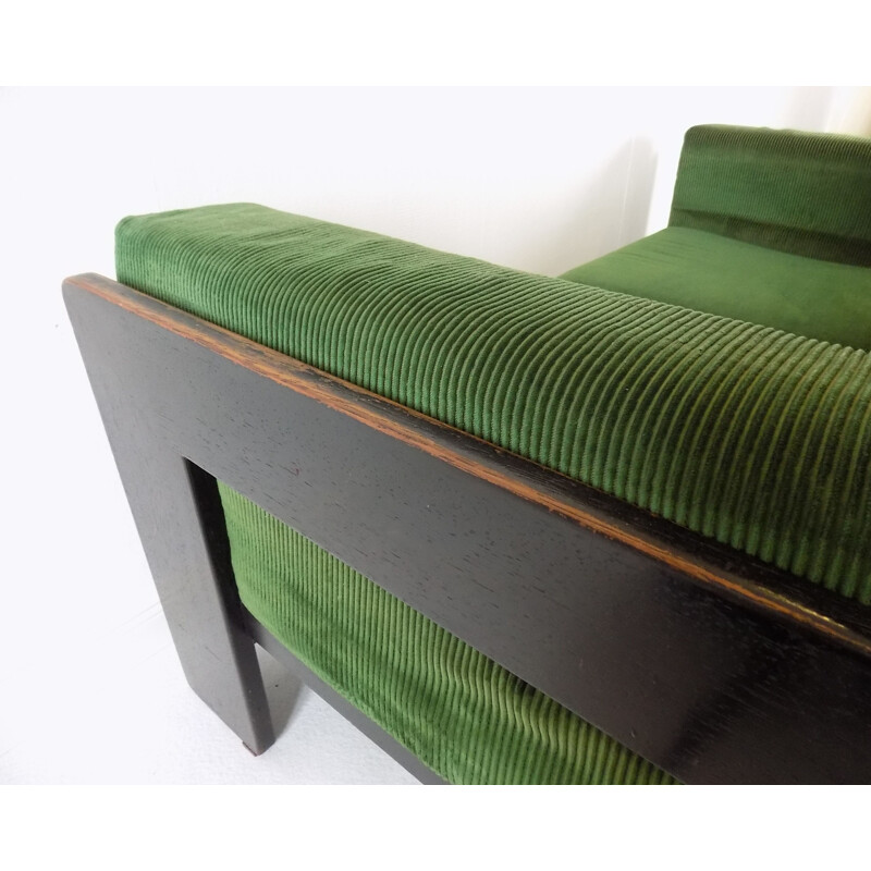 Vintage sofa green corduroy  1960s