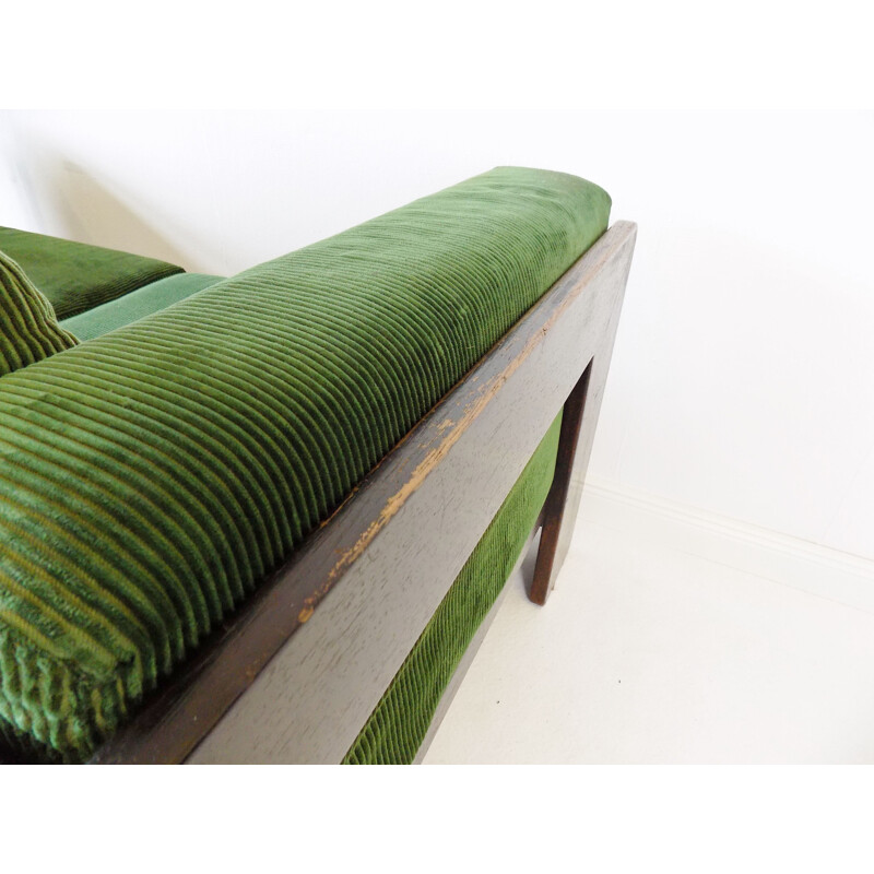 Vintage sofa green corduroy  1960s