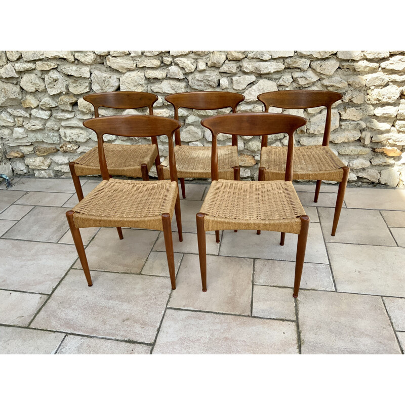 Série de 5 chaises vintage scandinaves 1960