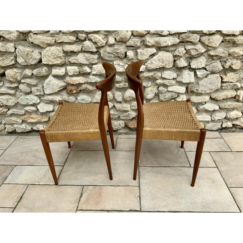 Série de 5 chaises vintage scandinaves 1960