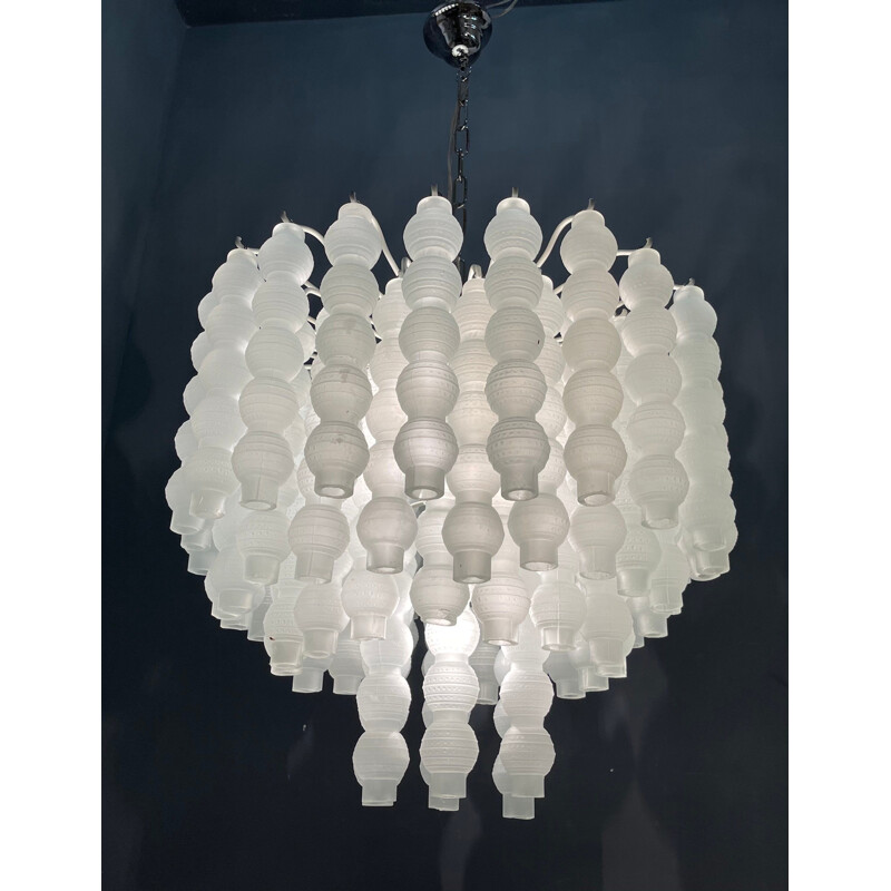 Vintage large glass bubble chandelier 1970s