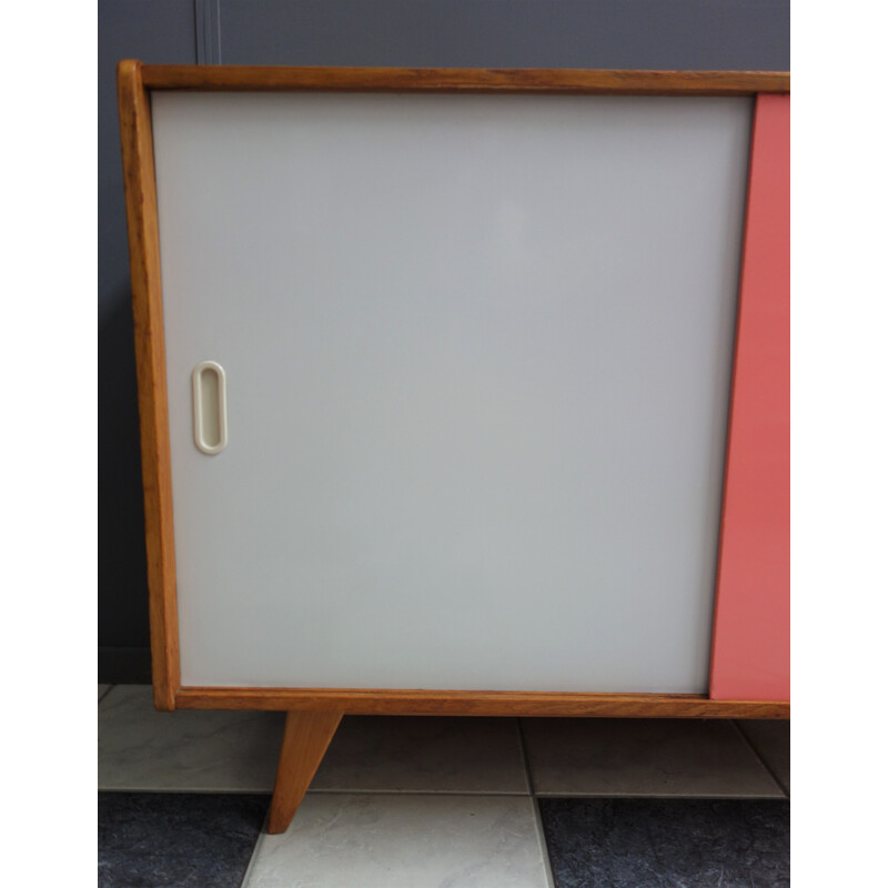 Vintage sideboard pink with sliding doors 1960s