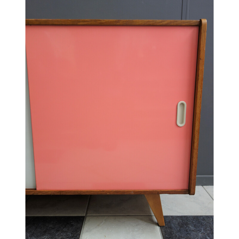 Vintage sideboard pink with sliding doors 1960s