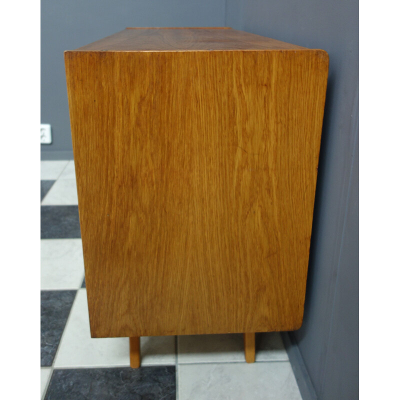 Vintage sideboard pink with sliding doors 1960s