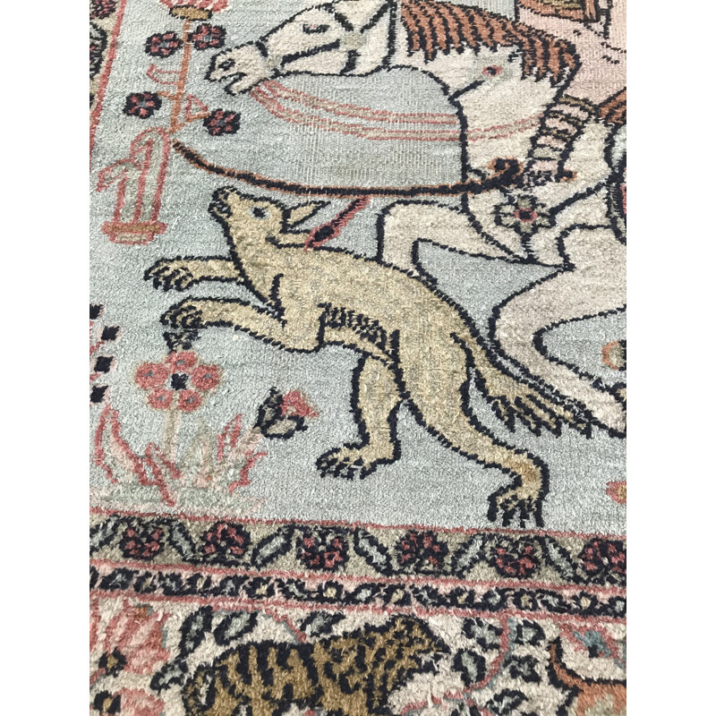 Vintage silk carpet signed, Pakistan