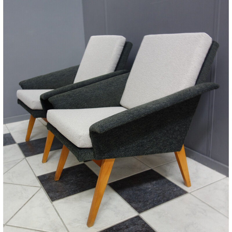 Pair of vintage grey armchairs by Miroslav Navratil for Jitona, Czechoslovakia 1960