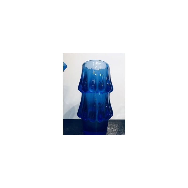 Vintage Vasen aus blauem Kunstglas von Jiri Brabec 1970