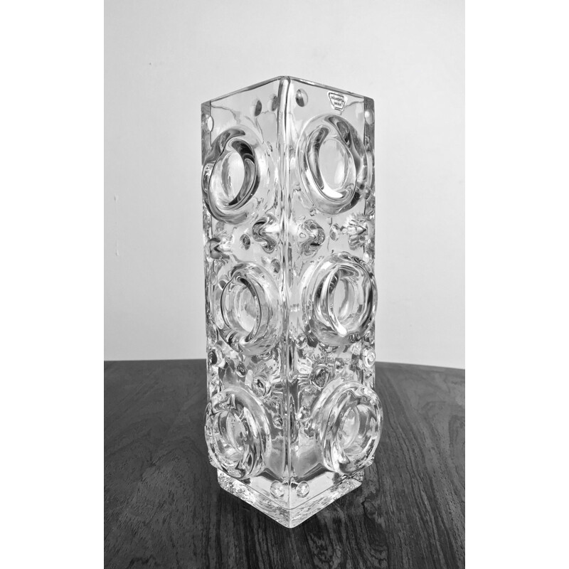 Vintage moulded glass vase by Josef Schott Sweden 1960s