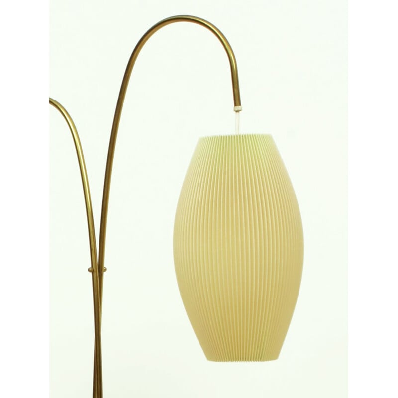 Vintage brass floor lamp with shade 1950s