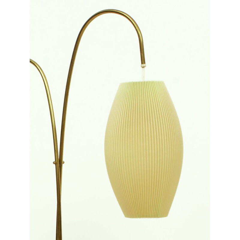 Vintage brass floor lamp with shade 1950s