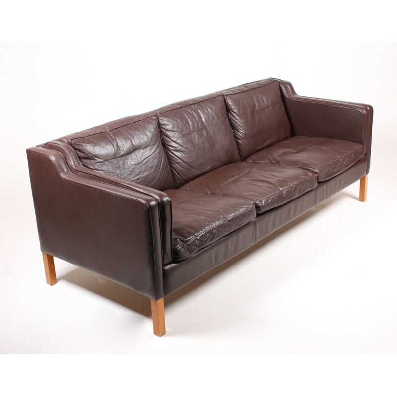 Stouby three-seater sofa in dark leather - 1980s