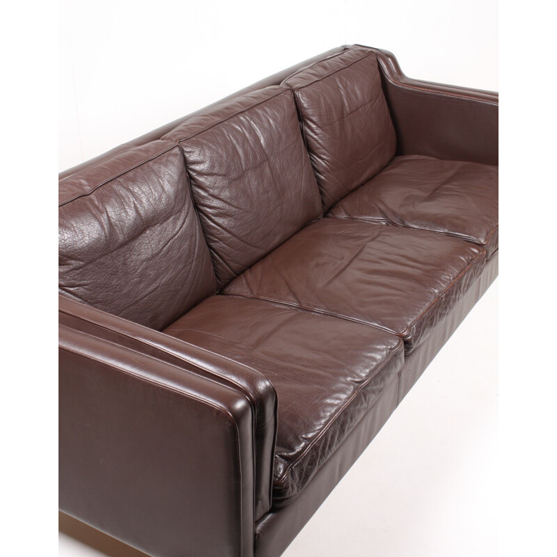 Stouby three-seater sofa in dark leather - 1980s