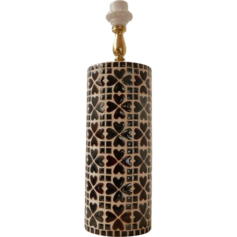 Vintage lamp in mosaic ceramic and brass, Sweden 1960