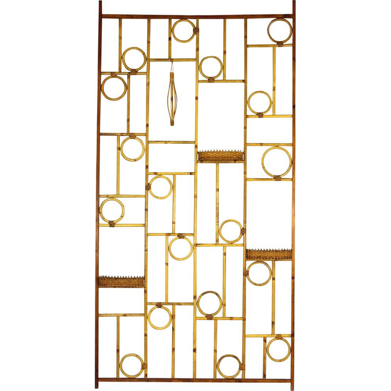 Vintage room divider in bamboo and rattan, 1970
