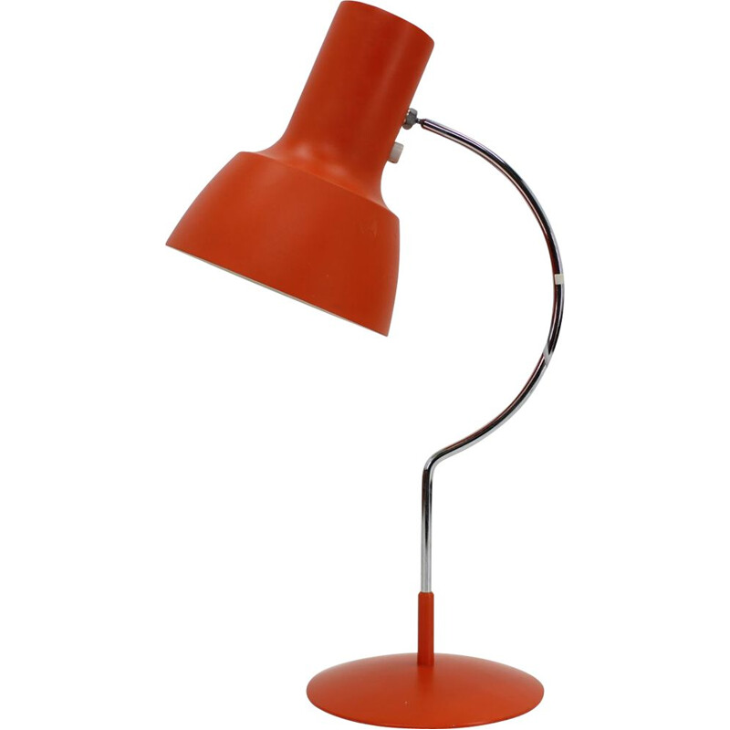 Lampe de bureau vintage rouge orange Josef Hurka Tchécoslovaquie 1960