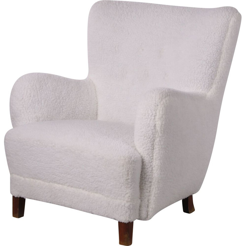 Vintage armchair  woolen  by Fritz Hansen 1950s