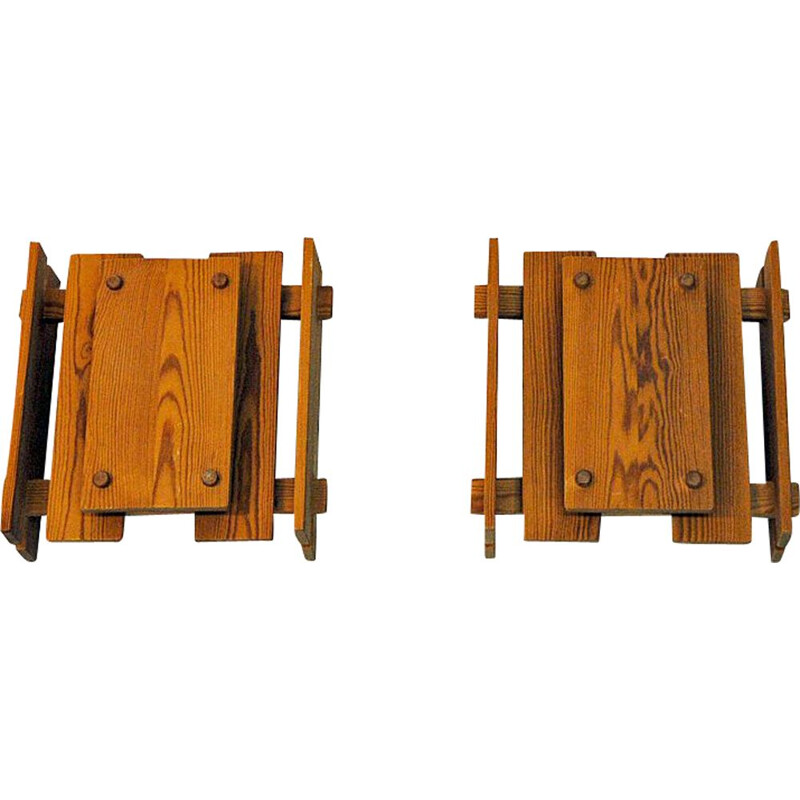 Pair of vintage pine sconces by Gunnar Næss for Høvik Verk Norway 1970s