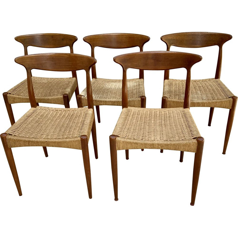 Série de 5 chaises vintage scandinaves 1960