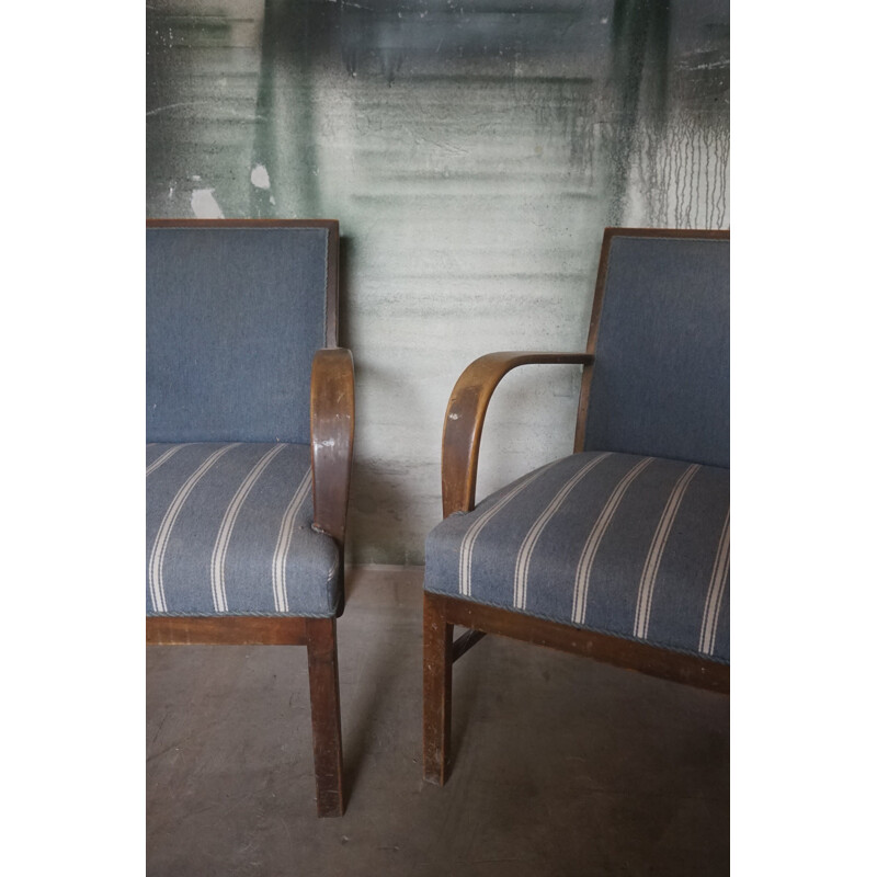 Paire de fauteuils vintage en hêtre teinté foncé de Fritz Hansen 1930