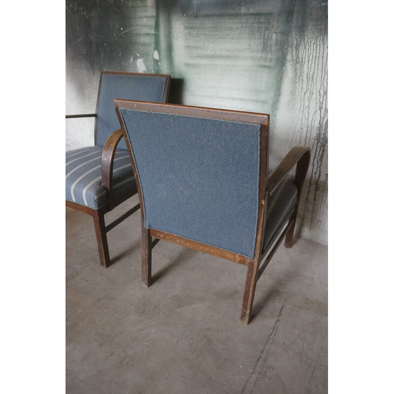 Paire de fauteuils vintage en hêtre teinté foncé de Fritz Hansen 1930