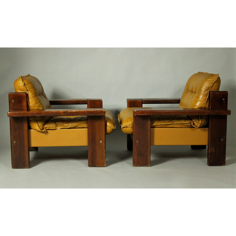 Pair of vintage leather club chairs Finland 1970s