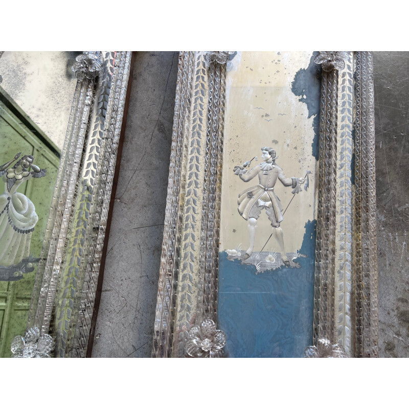 Pareja de espejos vintage de cristal de Murano