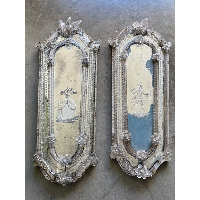 Pair of vintage mirrors in Murano glass