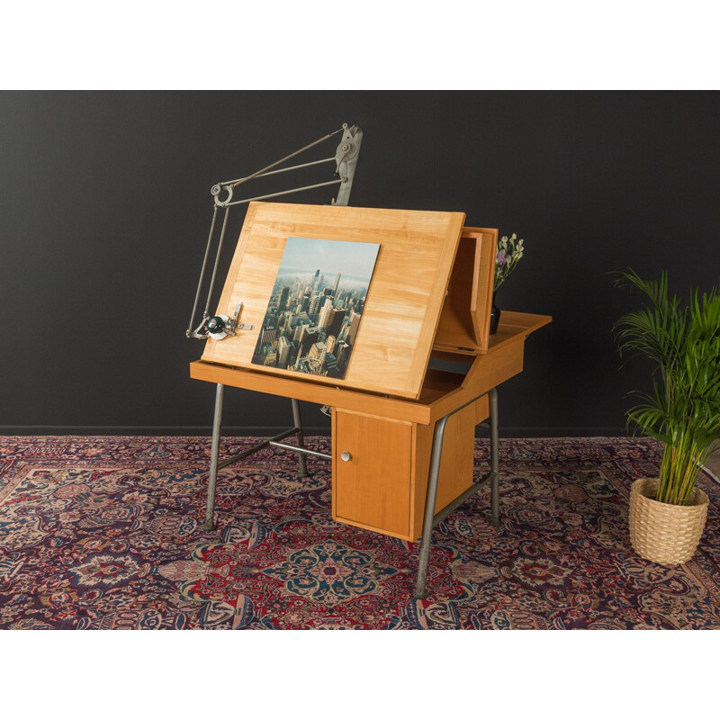 Vintage drawing table in beech veneer 1950s