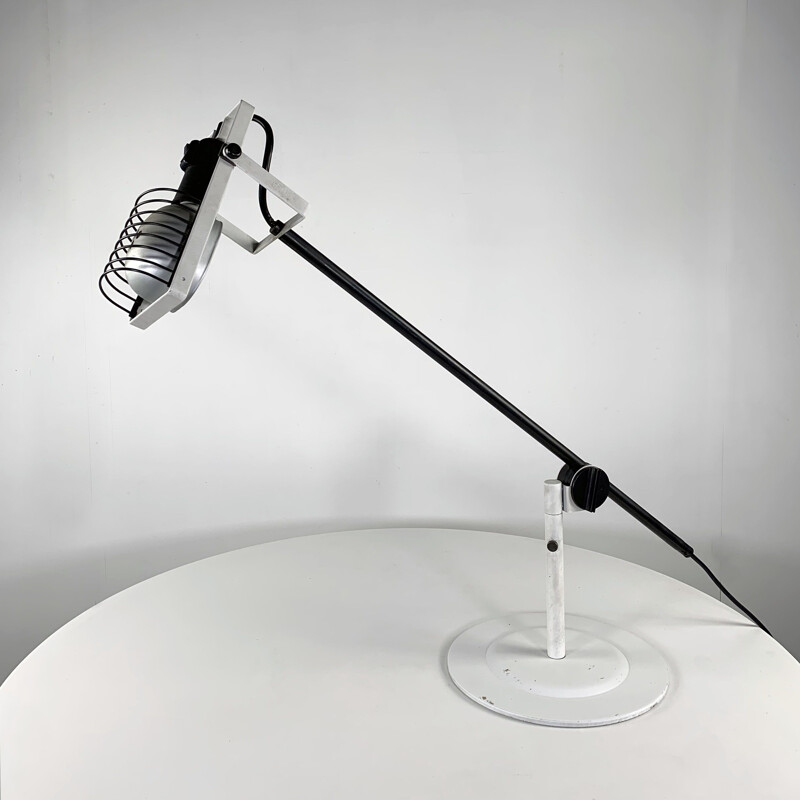 Lampe de bureau vintage reglable Sintesi blanche par Ernesto Gismondi 1970