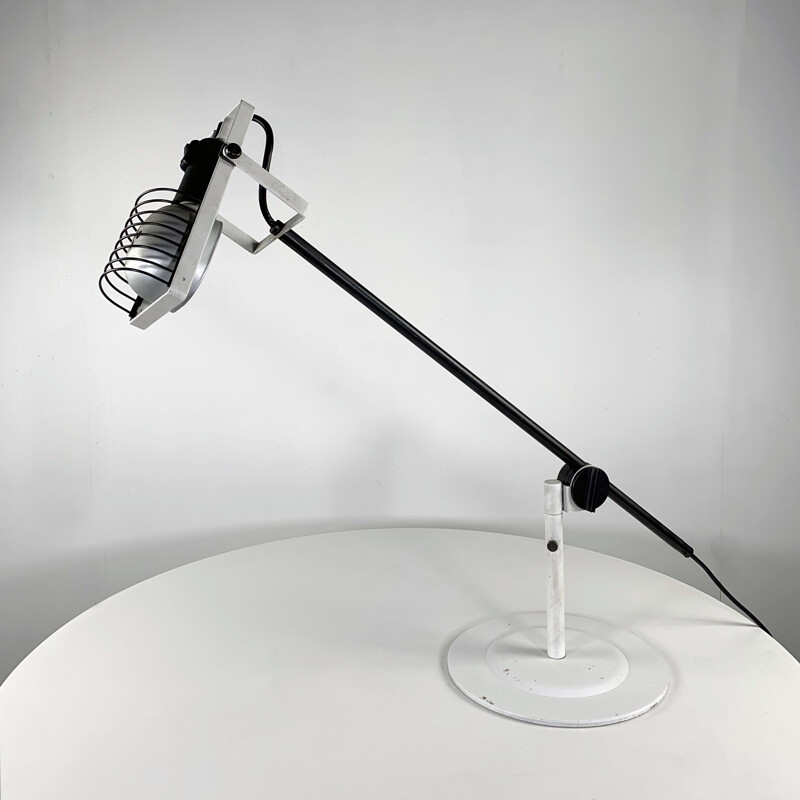 Vintage adjustable desk lamp Sintesi white by Ernesto Gismondi 1970s