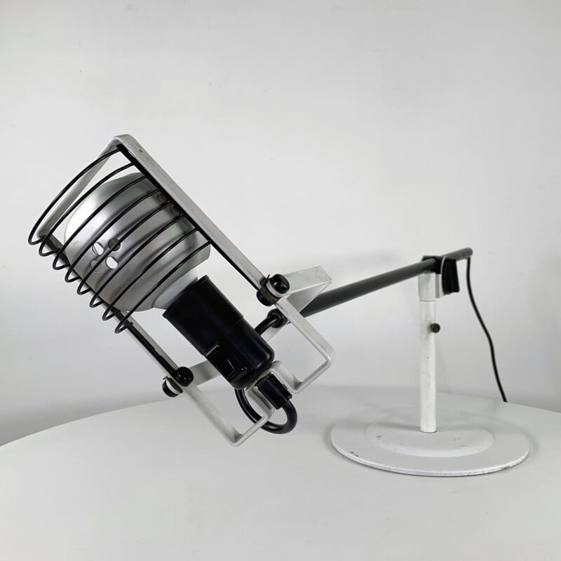 Lampe de bureau vintage reglable Sintesi blanche par Ernesto Gismondi 1970
