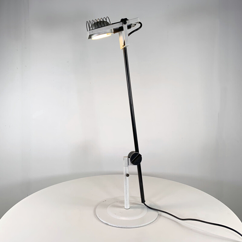 Vintage adjustable desk lamp Sintesi white by Ernesto Gismondi 1970s