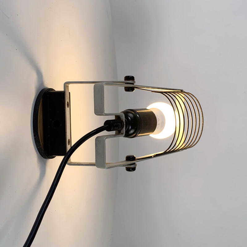 Vintage wall lamp Sintesi white-black by Artemide 1970s