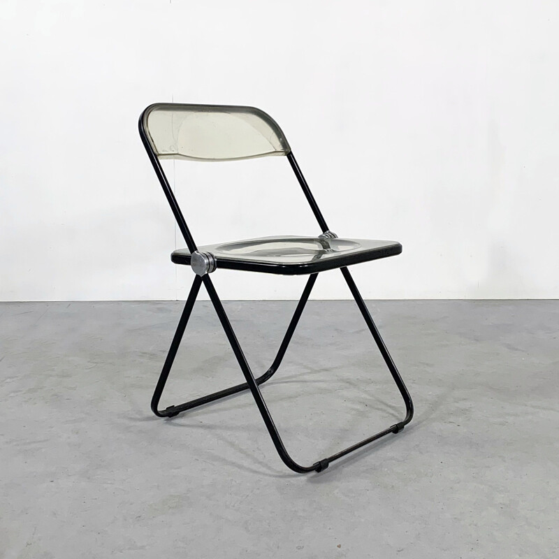 Vintage folding chair in black frame by Giancarlo Piretti for Castelli 1960s