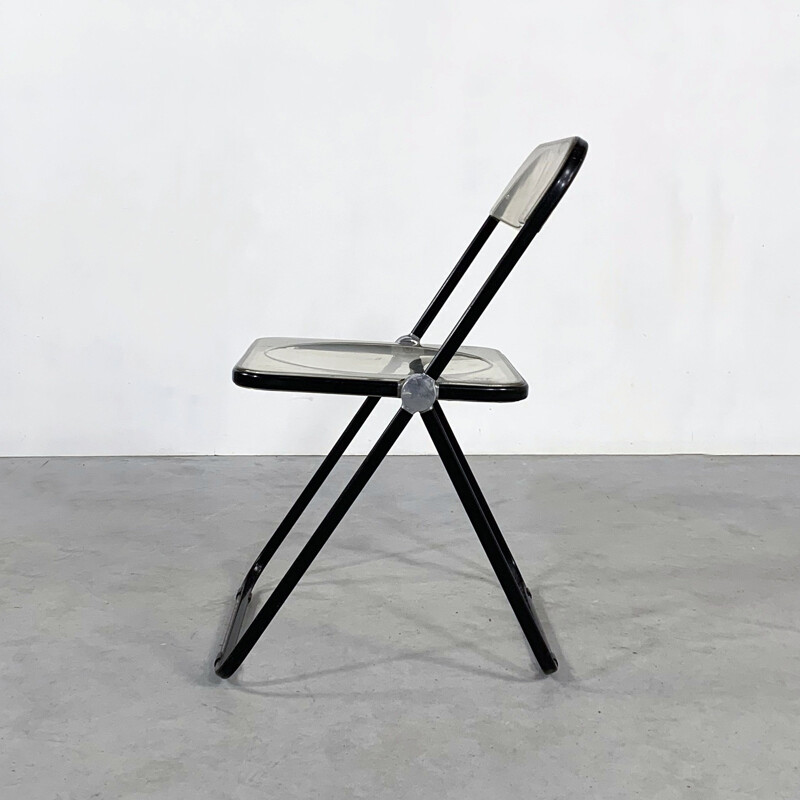 Vintage folding chair in black frame by Giancarlo Piretti for Castelli 1960s