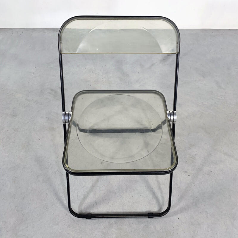 Vintage folding chair in black frame by Giancarlo Piretti for Castelli 1960s