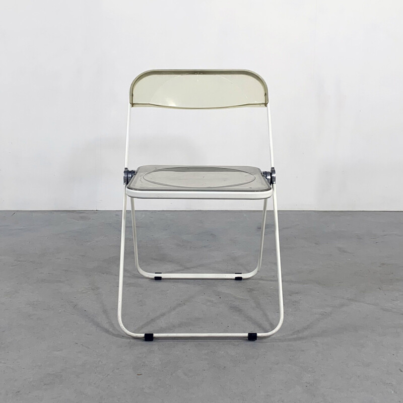 Chaise pliante vintage Plia en cadre blanc de Giancarlo Piretti pour Castelli 1960