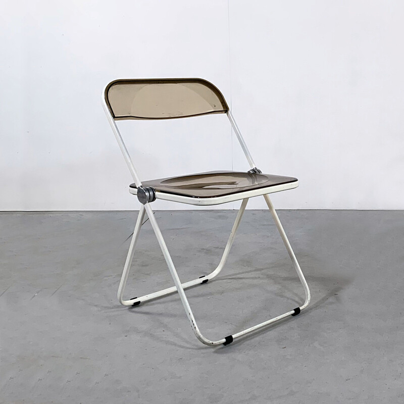 Vintage folding chair Plia  with white and smoke frame by Giancarlo Piretti for Castelli 1960s