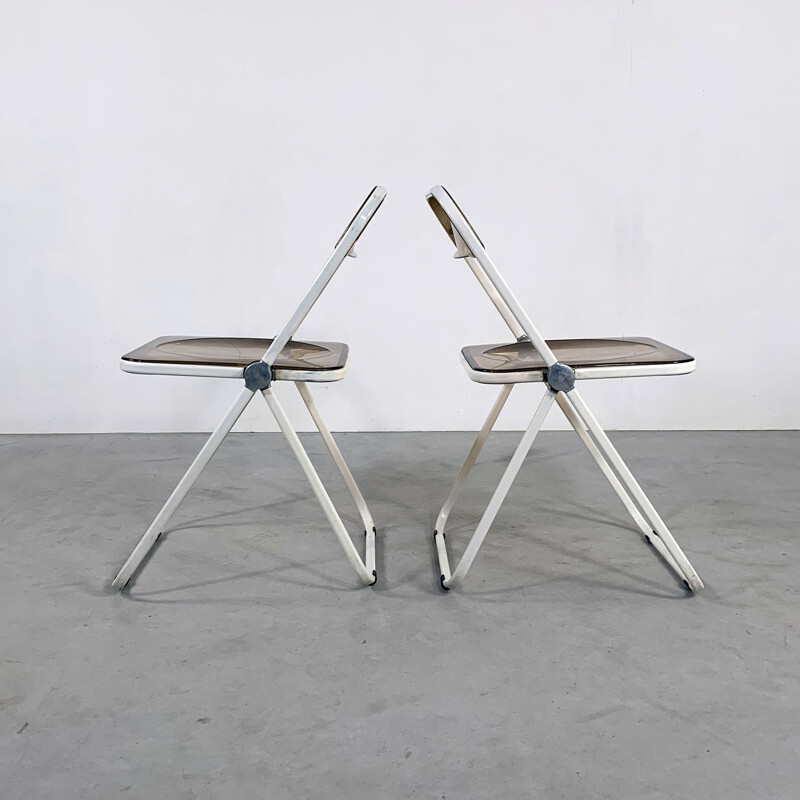 Vintage folding chair Plia  with white and smoke frame by Giancarlo Piretti for Castelli 1960s