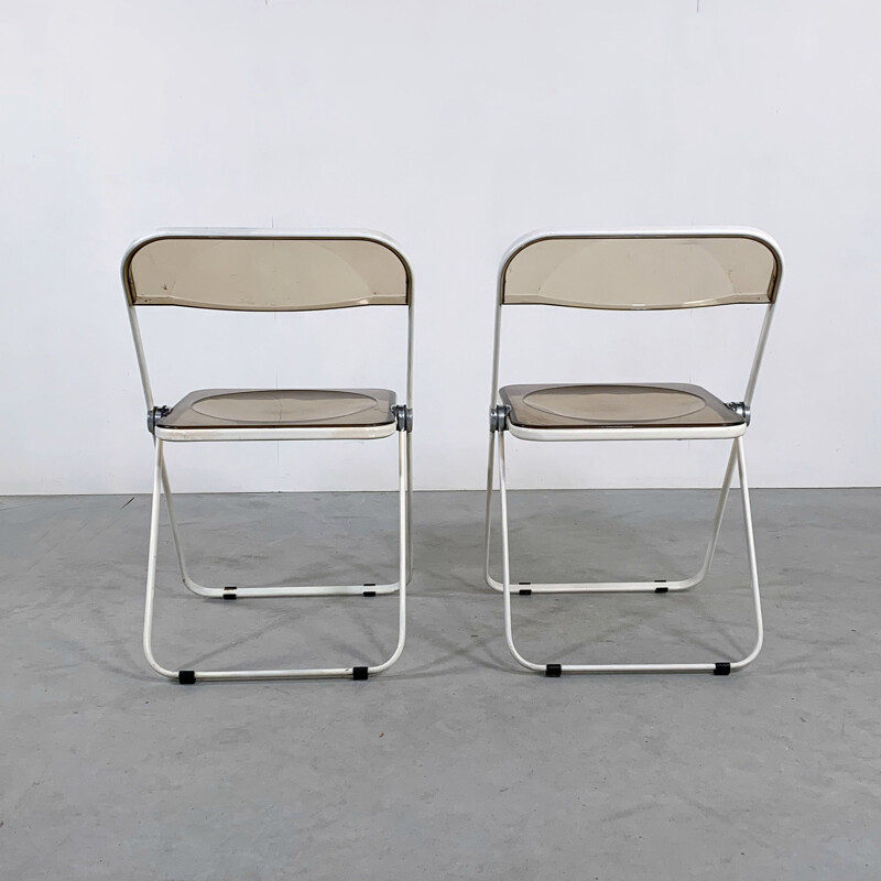 Vintage folding chair Plia  with white and smoke frame by Giancarlo Piretti for Castelli 1960s