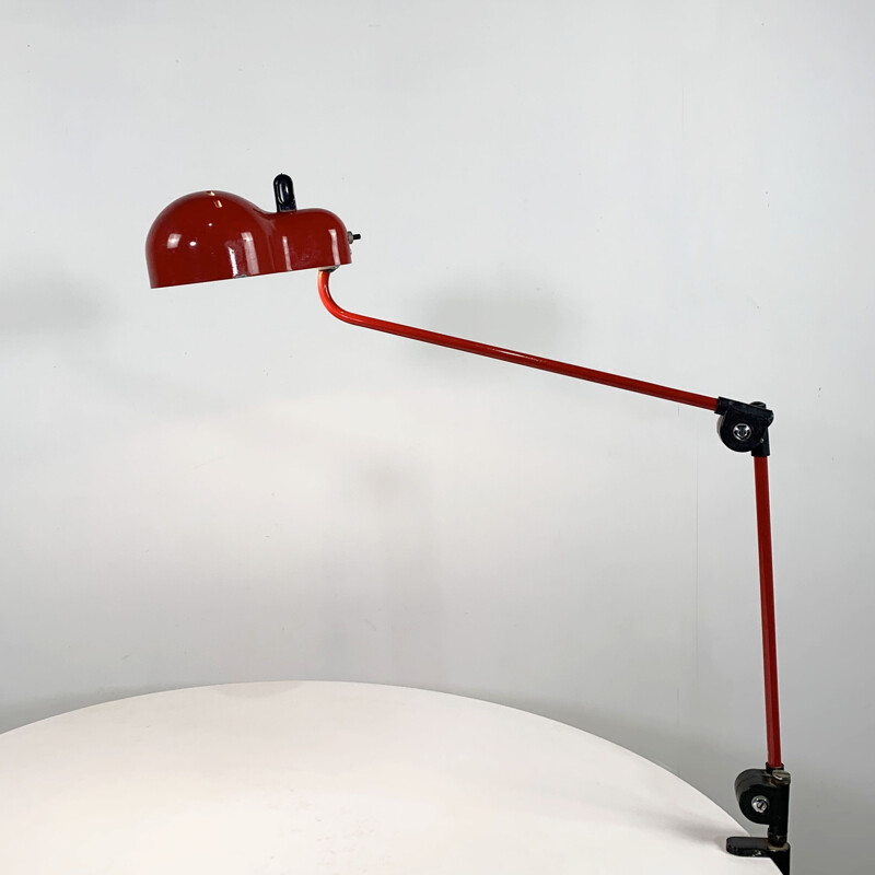 Lampe de bureau vintage Topo rouge de Joe Colombo pour Stilnovo 1970