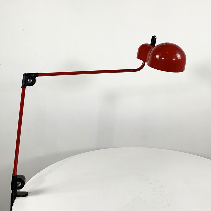 Vintage desk lamp Topo red  by Joe Colombo for Stilnovo 1970s