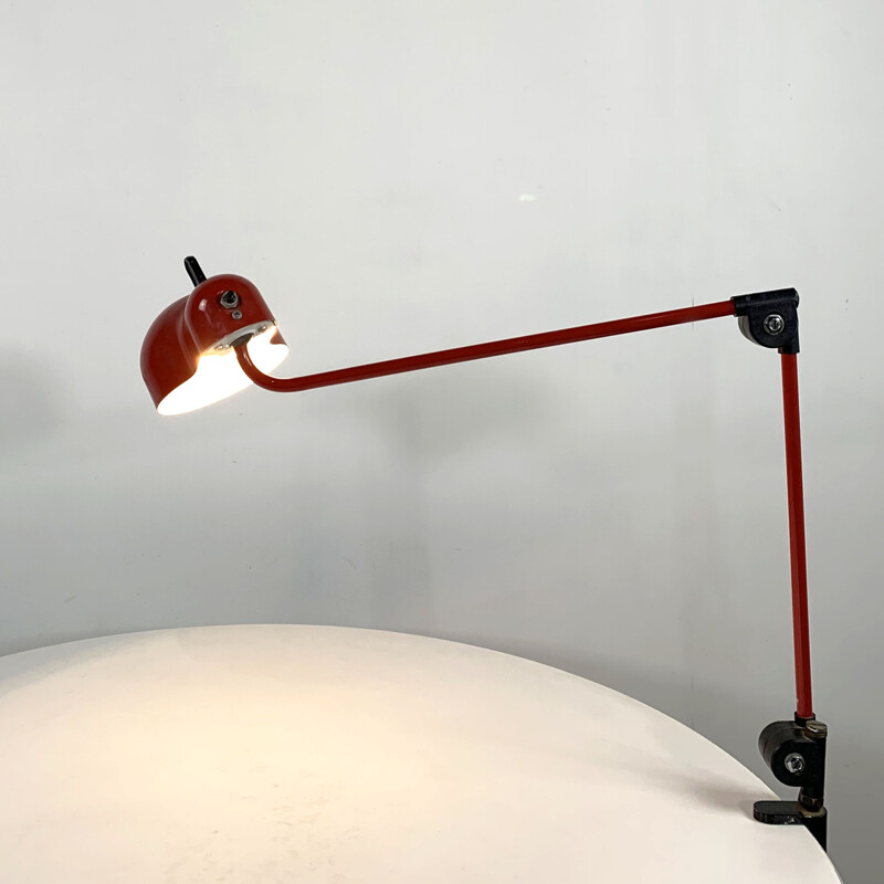 Vintage desk lamp Topo red  by Joe Colombo for Stilnovo 1970s