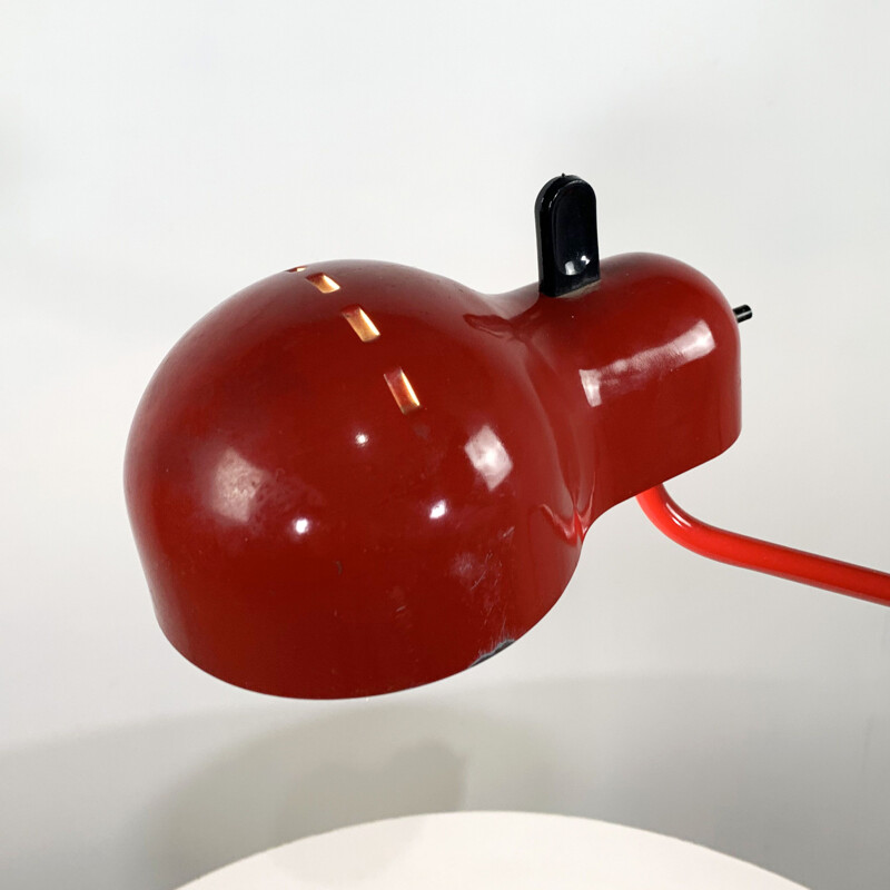 Vintage desk lamp Topo red  by Joe Colombo for Stilnovo 1970s