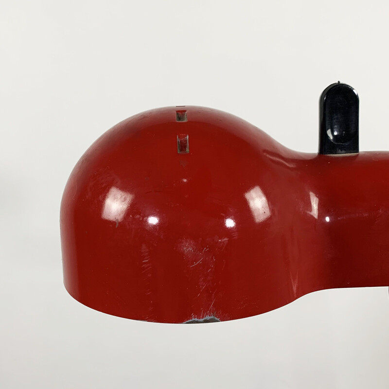 Vintage desk lamp Topo red  by Joe Colombo for Stilnovo 1970s