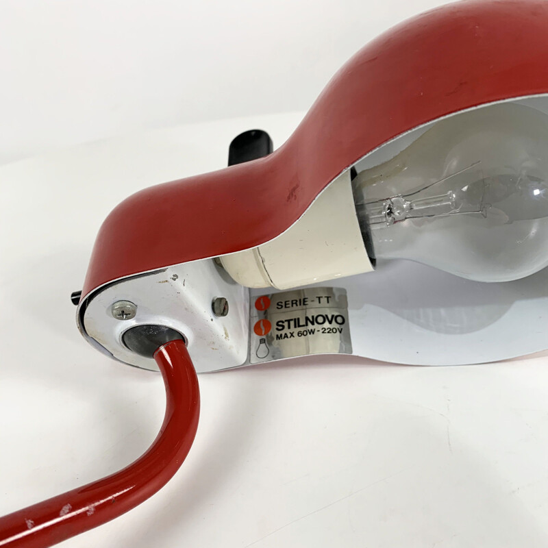 Vintage desk lamp Topo red  by Joe Colombo for Stilnovo 1970s