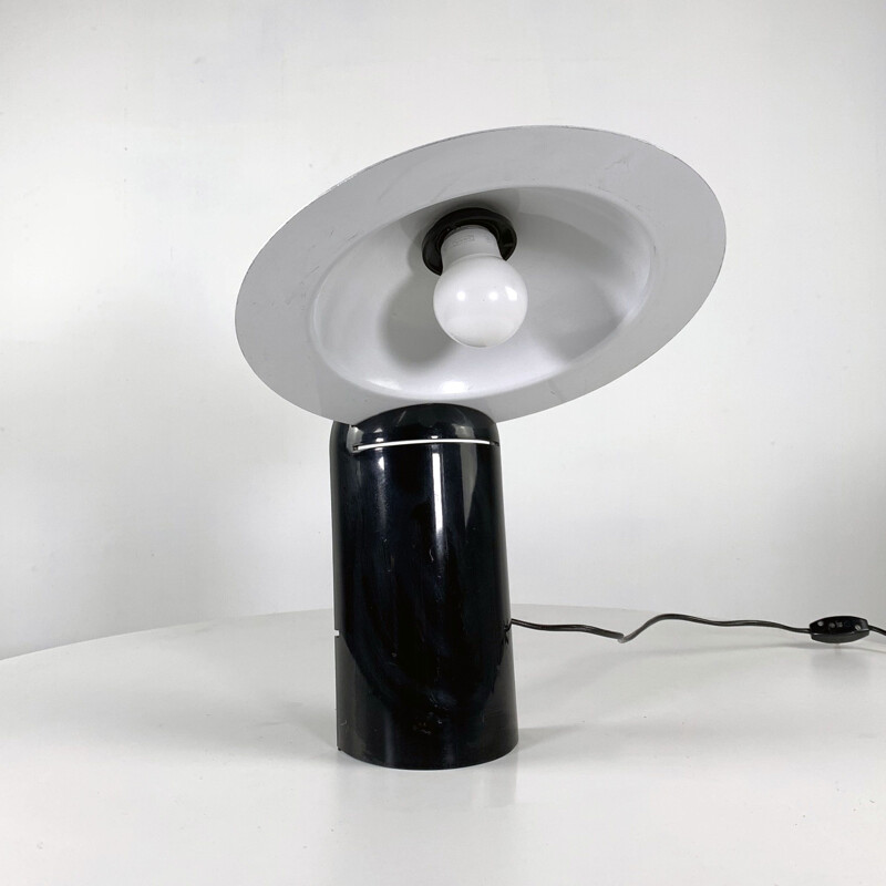 Vintage  table lamp black and white metal 1970s